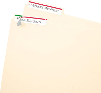 Avery File Folder Labels on 4" x 6" Sheets, Easy Peel, White/Red, Print & Handwrite, 2/3" x 3-7/16", 252 Labels (5201)
