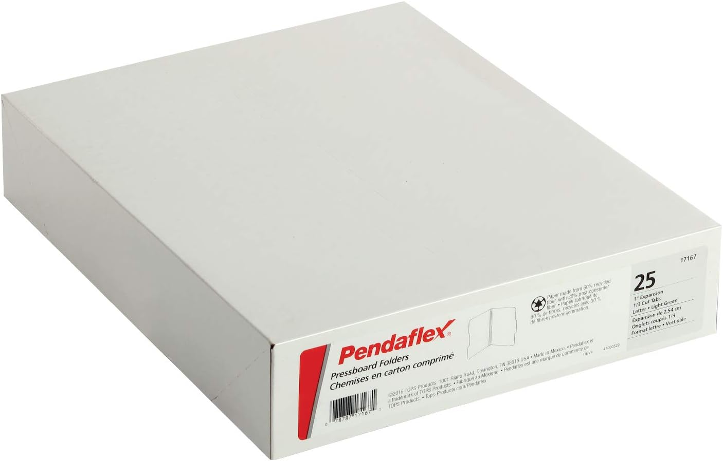 Pendaflex 1" Expansion Pressboard File Folders with 1/3 Cut Tab, Letter, Blue, 25/Box (9200T 1/3)