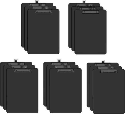 2 Pack Black Clipboard with Pen Holder, 8.5 x 11 Plastic Clip Boards with Black Low Profile Clip, Letter Size for Classroom, Teacher, Students, School, Office Supply