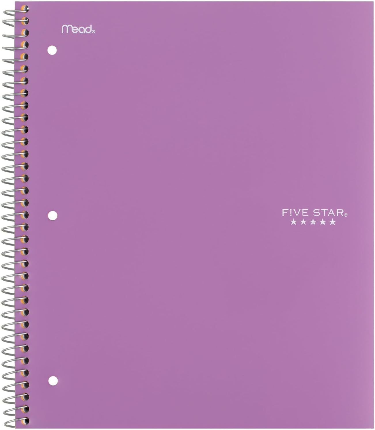 Five Star Spiral Notebook, 5 Subject, Wide Ruled Paper, Fights Ink Bleed, Water Resistant Cover, 8" x 10-1/2", 200 Sheets, Color Will Vary (05206)