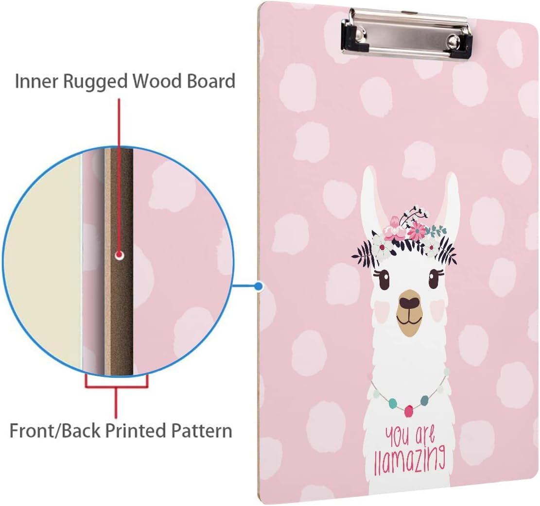 Britimes Clipboard Decorative Office School Hardboard Wood Nursing Clip Board and Pull for Standard A4 Letter Size Summer Mint Green Plant Tree 12.6" X 8.9"