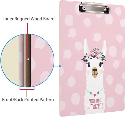 Britimes Clipboard Decorative Office School Hardboard Wood Nursing Clip Board and Pull for Standard A4 Letter Size Summer Mint Green Plant Tree 12.6" X 8.9"