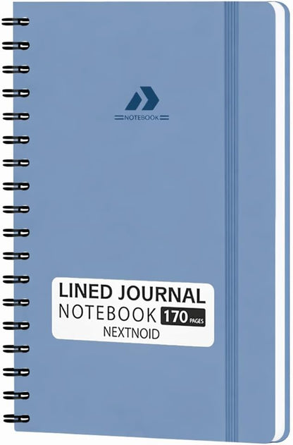 Nextnoid Lined Spiral Notebook Journal For Women & Men - A5(5.8" x 8.3") 170 Pages, Hardcover Notebooks for Work & Note Taking, College Ruled Journals for Writing - Grey