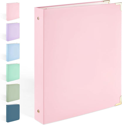 Sooez 3 Ring Binder with Metal Corners, Cute 1 Inch Binders Fits 175 Sheets of Paperwork, Three Ring Recipe Binder with Pocket for Women School Home Office Supplies, Letter Size 8.5" x 11", Dark Blue