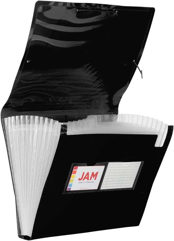 JAM Paper Accordion Folders - 13 Pocket Plastic Expanding File - Legal Size - 10 x 15 - Red - Sold Individually