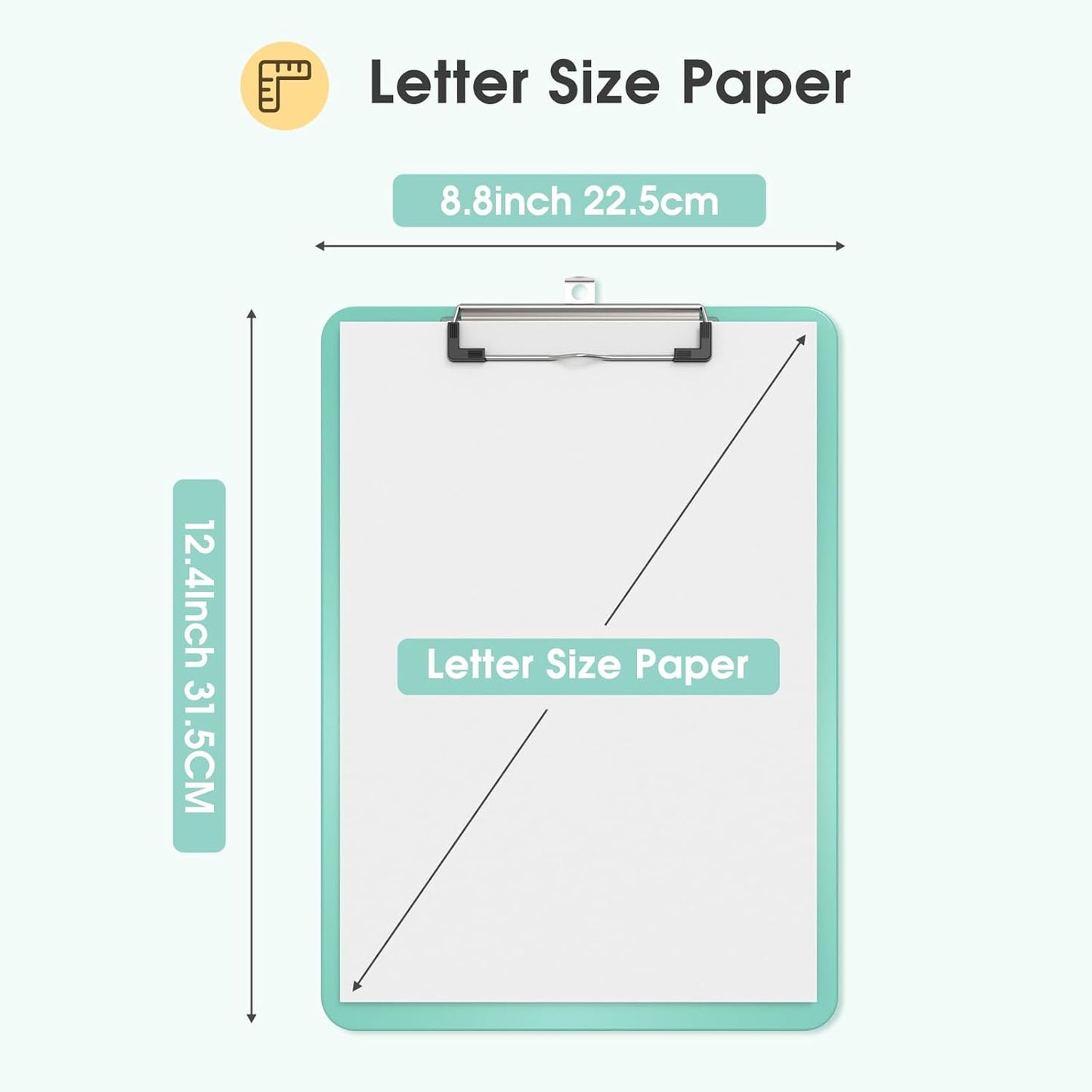 Plastic Clipboards 2 Pack, A4 Black Clip Board 8.5x11 for Classroom, Students, Kid, Woman, Size 9" x 12.5" with Low Profile Clip, Office & School Supply