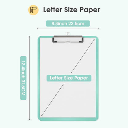 Plastic Clipboards 2 Pack, A4 Black Clip Board 8.5x11 for Classroom, Students, Kid, Woman, Size 9" x 12.5" with Low Profile Clip, Office & School Supply