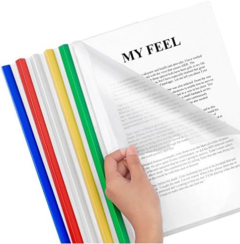 Plastic File Folder 10mm Sliding Bar Report Covers, 18C, 40 Sheet Capacity, Transparent Resume Presentation File Folders Organizer Binder for A4 Size Paper, 20 Pcs