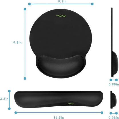 VAGAU Premium Keyboard Wrist Rest and Mouse Pad Wrist Support, Ergonomic Memory Foam Set for Office, Laptop, Mac, Computer and Gaming, Comfortable Typing &Wrist Pain Relief (2 Pack)