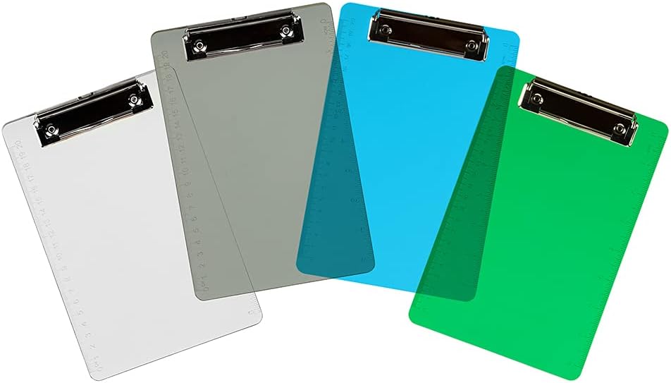 JAM PAPER Small Plastic Memo Clipboards with Low Profile Metal Clip - Mini (6 x 9) - Blue - Clip Board Sold Individually
