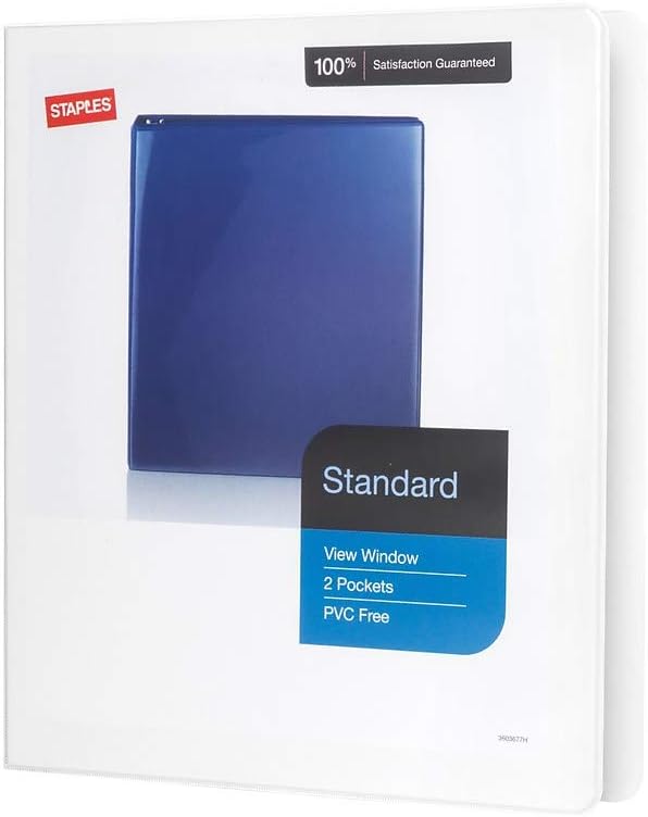 Staples Standard 2-Inch 3-Ring View Binder, Holds Up to 450 Sheets, Orange, Durable Binder for Office & School