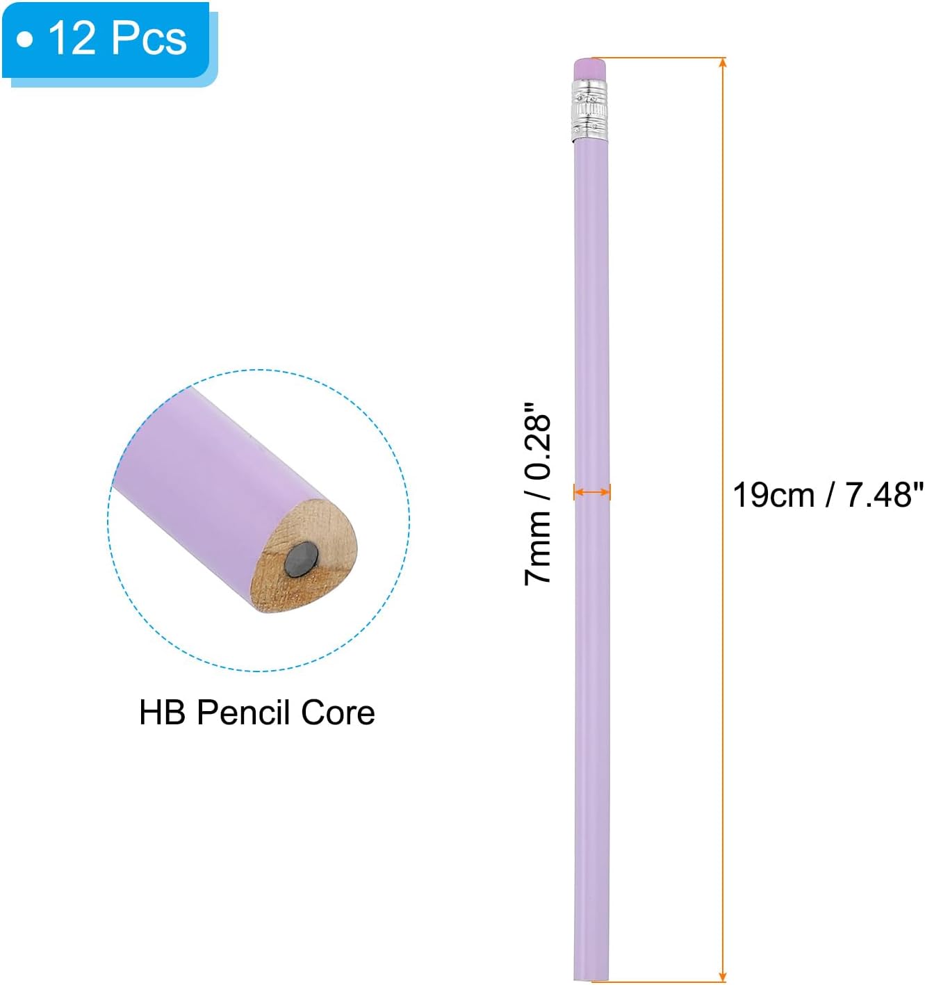 PATIKIL Round Pencils, 12 Pack Triangle HB Graphite Pencil Woodcase Wooden Pencils with Eraser for Classroom Office Writing Drawing Supplies, Pink