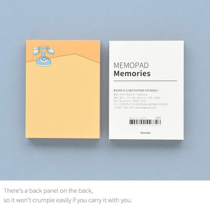 Monolike Memopad Memories design B SET - 4 Packs, 4 Different Designs, 100 Sheets Per Pad, Total 400 Sheets, Note pads, Writing pads, 3.15 x 4.17 Inches