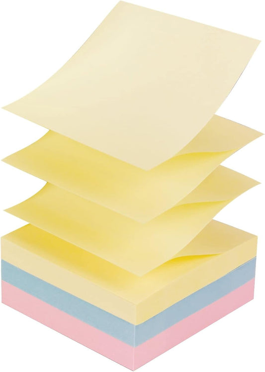 Post-it Pop-up Notes, 12 Sticky Note Pads, 3 x 3 in., School Supplies, Office Products, Accordion Sticky Notes Work with Pop-Up Note Dispenser, Beachside Café Collection