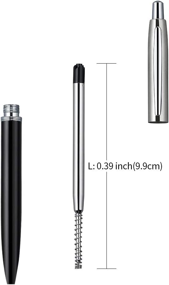 ChaoQ 3 Pcs Retractable Metal Ballpoint Pens, for Gift, Business, Office, 1.0mm Medium Point Black Ink, 6 Extras Replaceable Metal Refills - Stainess Steel