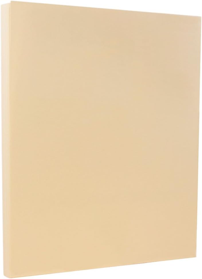 JAM PAPER Vellum Bristol 65lb Cardstock - 8.5 x 11 Coverstock - 147 gsm - Cream - 50 Sheets/Pack