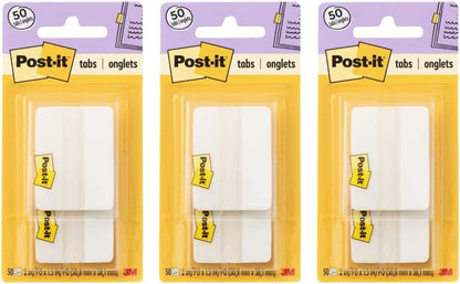 Post-it Sticky Tabs, 2 in. x 1.5 in., 2 Pads of Book Tabs for Bookmarking, Annotating, Reading, and Reminders, White (50 Total Count)