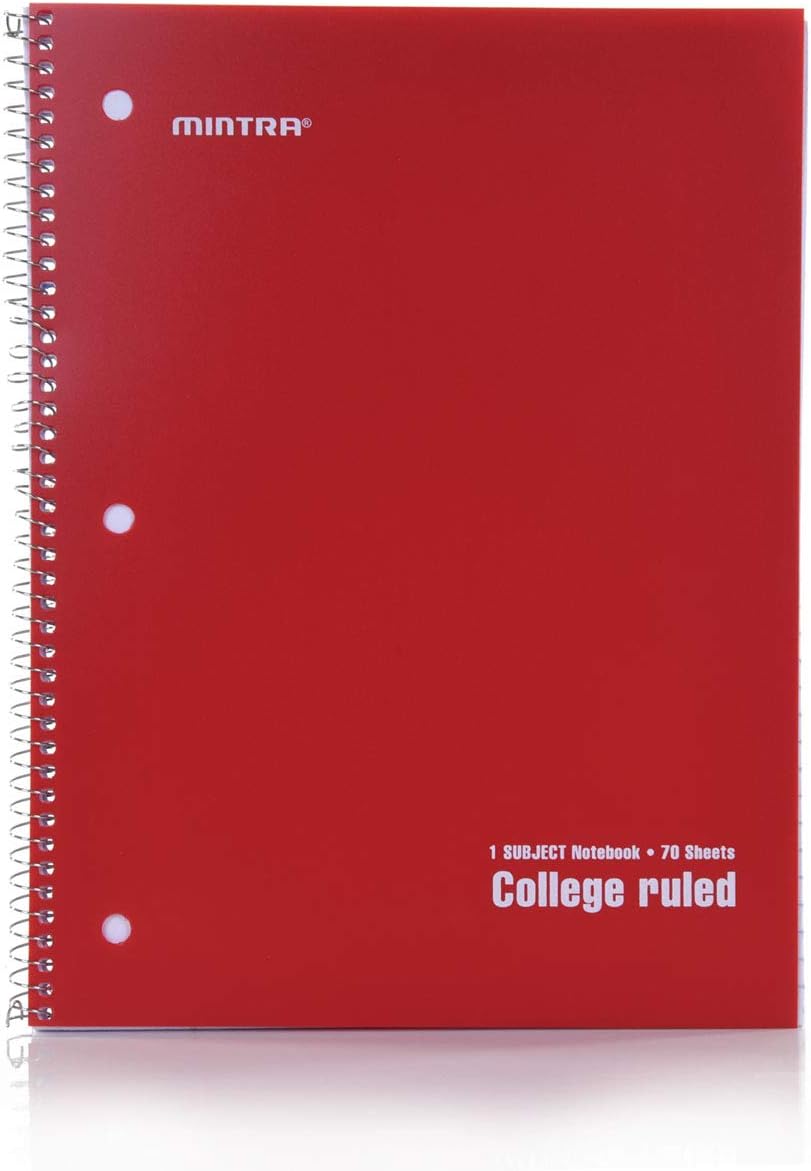 Mintra Office Spiral Notebooks, Wirebound, Journals for School, Work, Business, Aesthetic Stationery, Writing Pads, Teacher & Student Supplies (6, Pastel, College)