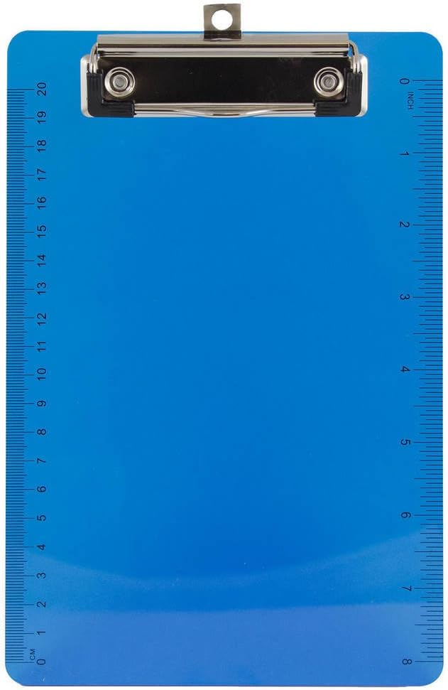 JAM PAPER Small Plastic Memo Clipboards with Low Profile Metal Clip - Mini (6 x 9) - Blue - Clip Board Sold Individually