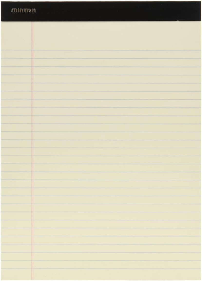 Mintra Office White Legal Pads – Ruled Notepads and Micro-Perforated Sheets, Ideal for Writing, Note-Taking & Creativity, Office, or Professional Use, Basic Pad 6 pack, 8.5"x11" (Narrow Ruled)
