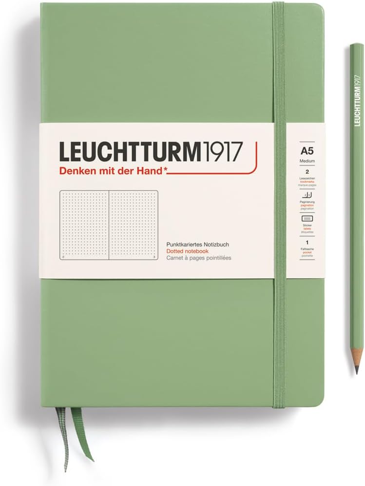 LEUCHTTURM1917 - Notebook Hardcover Medium A5-251 Numbered Pages for Writing and Journaling (Navy, Ruled)