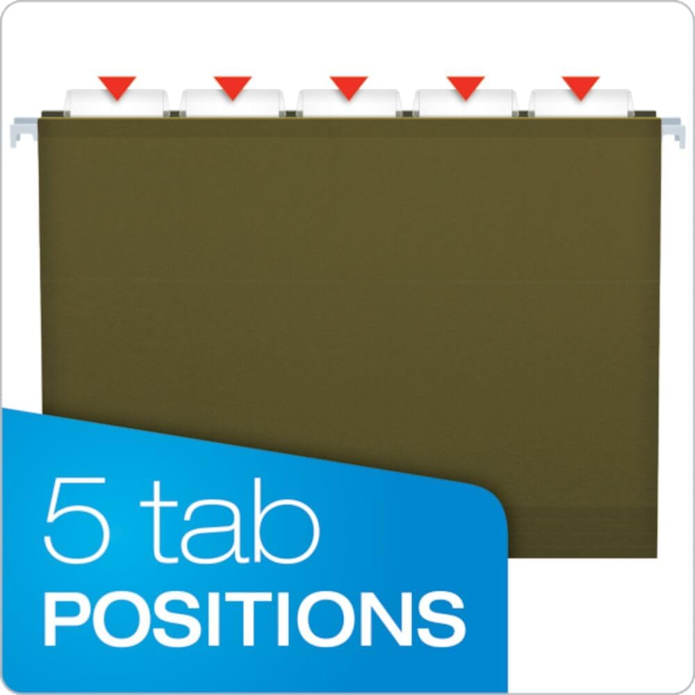 Pendaflex 04152X1 Reinforced 1" Extra Capacity Hanging Folders, Standard Green