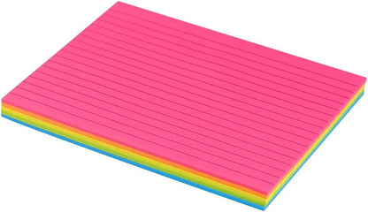 Lined Sticky Notes 4X6 in Bright Ruled Stickies Colorful Super Sticking Power Memo Pads, 45 Sheets/pad, 6 Pads/Pack