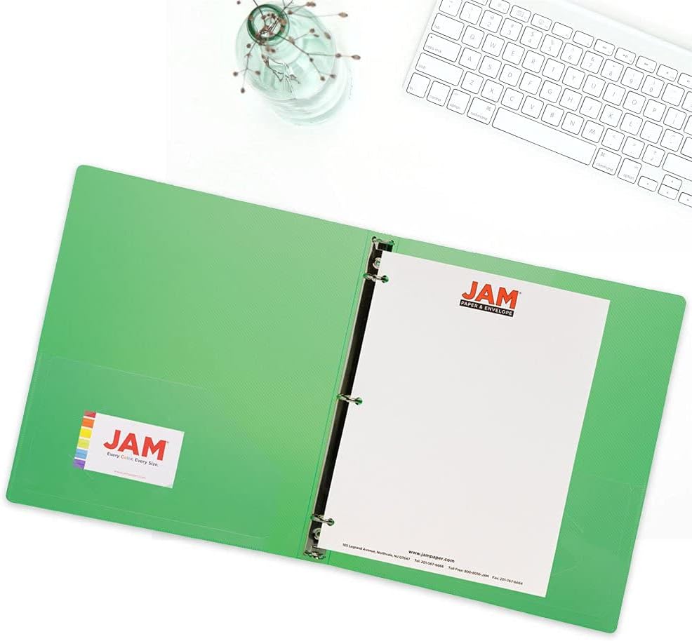 JAM PAPER Plastic 0.75 inch Binder - Clear 3 Ring Binder - Sold Individually