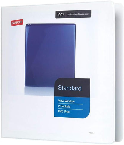 Staples Standard 2-Inch 3-Ring View Binder, Holds Up to 450 Sheets, Orange, Durable Binder for Office & School