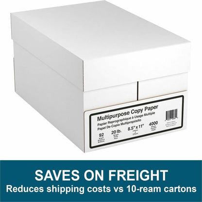 Multipurpose Copy & Printer Paper, Letter Size 8.5" x 11", 20 lb, 92 Bright, White, 500 Sheets/Ream, 8 Reams (4,000 Sheets Total)