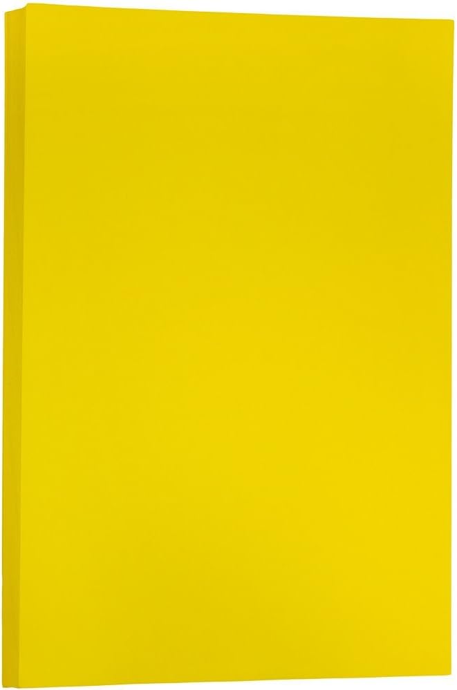 JAM PAPER Ledger Matte 24lb Paper - 90 gsm - 11 x 17 Tabloid - Yellow Recycled - 100 Sheets/Pack