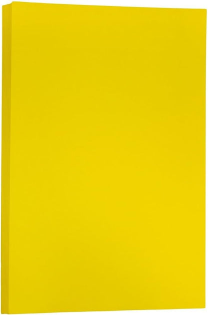 JAM PAPER Ledger Matte 24lb Paper - 90 gsm - 11 x 17 Tabloid - Yellow Recycled - 100 Sheets/Pack