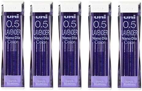 Uni NanoDia Color Mechanical Pencil Leads 0.5mm Lavender, 5 Pack/total 100 Leads Value Set