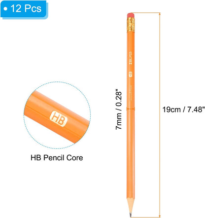 PATIKIL Round Pencils, 12 Pcs HB Graphite Pencil Wooden Pencils with Eraser for Classroom Office Writing Drawing Supplies, Green Black