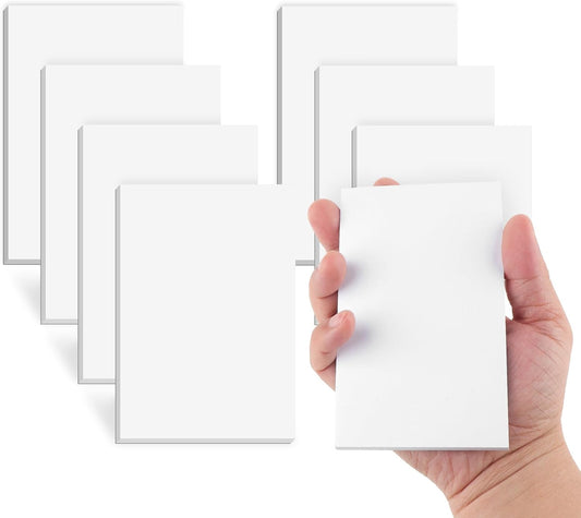Hoiny Note Pads 3x5 In, 8 Pack Blank Notepad, White Scratch Pads for Writing, 50 Sheets Per Memo Pad for Jotting Down Quick Notes, Pads of Paper for Grocery and Shopping Lists, Small Server Notebook