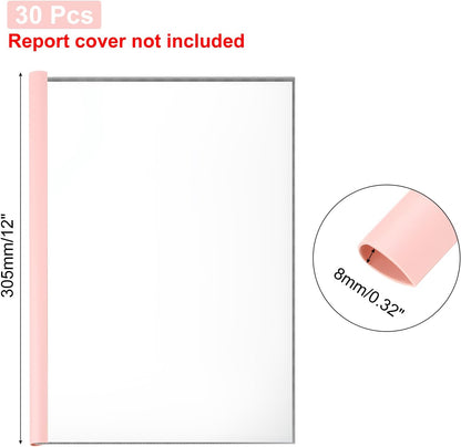 PATIKIL 30Pcs Binding Bars, 8mm Binding Bars Slide Grip 50 Sheets Capacity A4 Size Report Binder Teardrop Shape Presentation Binder for Report Cover Resume, White