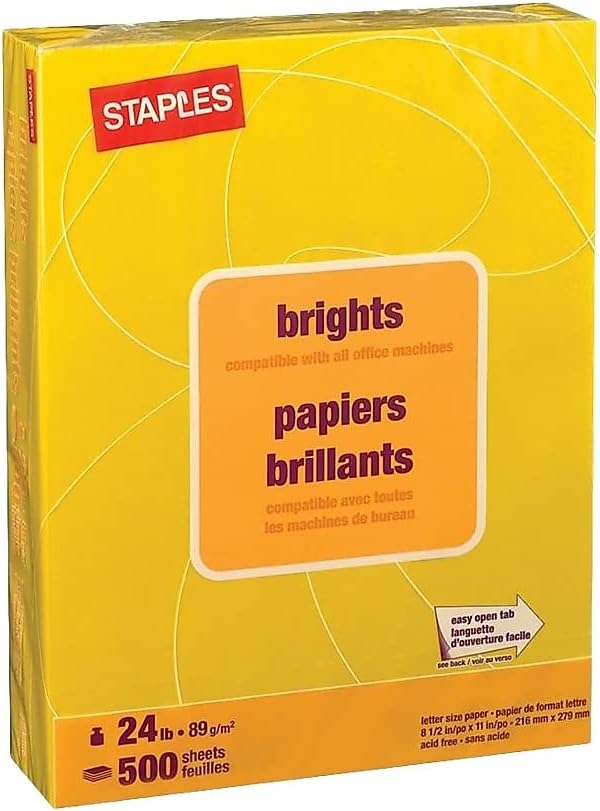 Staples Brights 24 Lb. Colored Paper Dark Green 500/Ream, For Office, School & Home