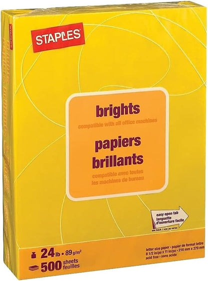 Staples Brights 24 Lb. Colored Paper Dark Green 500/Ream, For Office, School & Home
