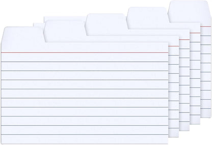 100 Pack Tabbed Index Cards 4x6 Lined Index Card Dividers with Tabs 4" x 6", Colored, 220 GSM Thick Paper