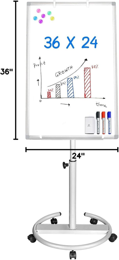 maxtek Mobile Dry Erase Board – 40x28 inches Magnetic Portable Whiteboard Stand Easel White Board Flipchart Easel Board with 25 Sheets Paper Pad for School Supplies
