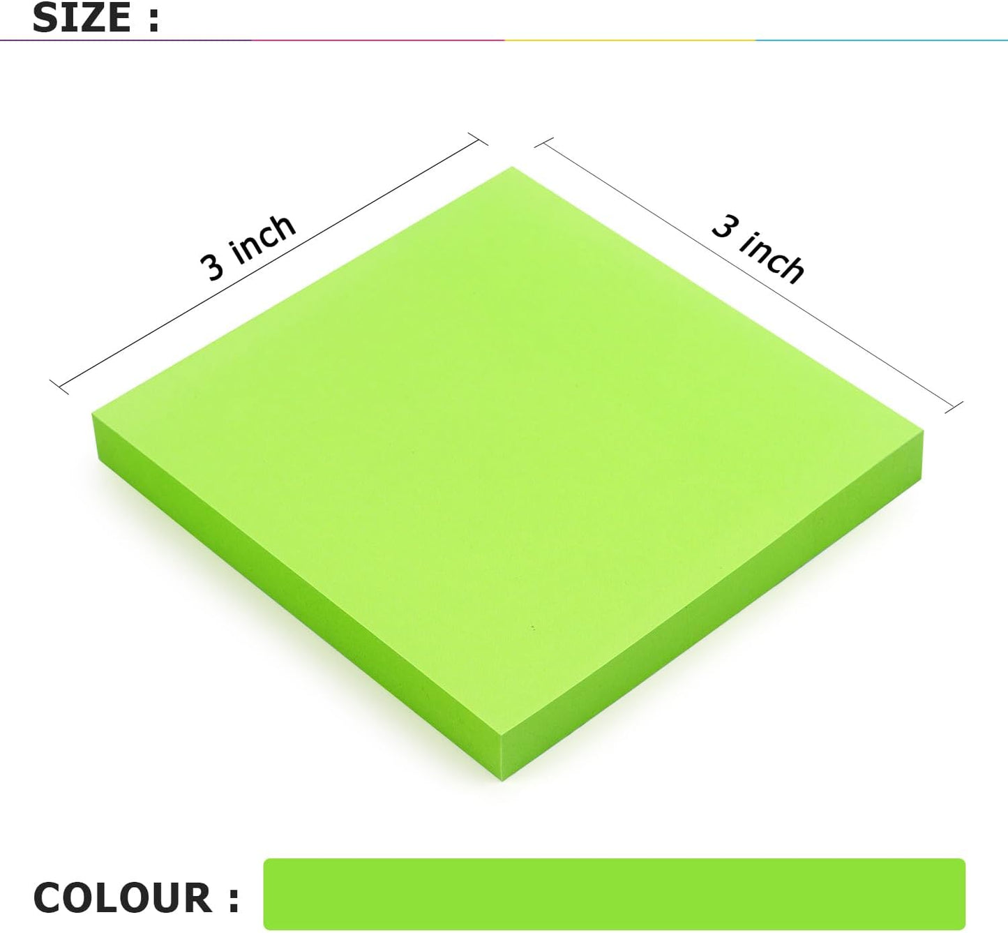 Sticky Notes 3x3 Self-Stick Notes Bright Colors Sticky Notes 8 Pads 80 Sheet/Pad (Blue)