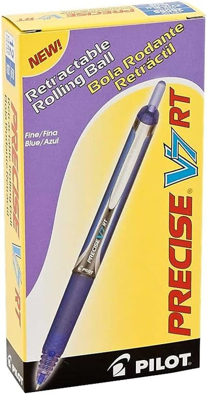 PILOT Precise V7 RT Refillable & Retractable Liquid Ink Rolling Ball Pens, Fine Point (0.7mm) Black Ink, 12-Pack (26067)