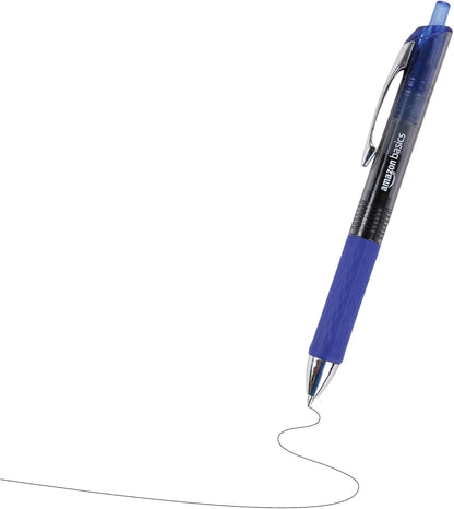 Amazon Basics Retractable Gel Pens, Fine Point 0.7mm, Smooth Writing, Assorted Colors, 12-Pack