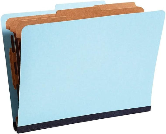 Staples Colored Pressboard Classification Folder, Letter Size, 3 Partitions, Light Blue, Durable Construction, 20/Pack