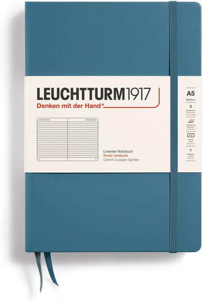 LEUCHTTURM1917 - Notebook Hardcover Medium A5-251 Numbered Pages for Writing and Journaling (Navy, Ruled)