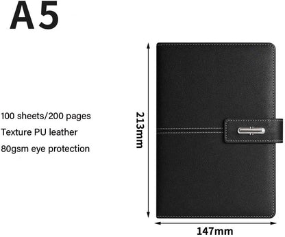 A5 Notebook Journal Leather Journal Hardcover With Pen Set for Work School Writing Business Notebook 200 pages + pen refill + gift box packaging(Blue)