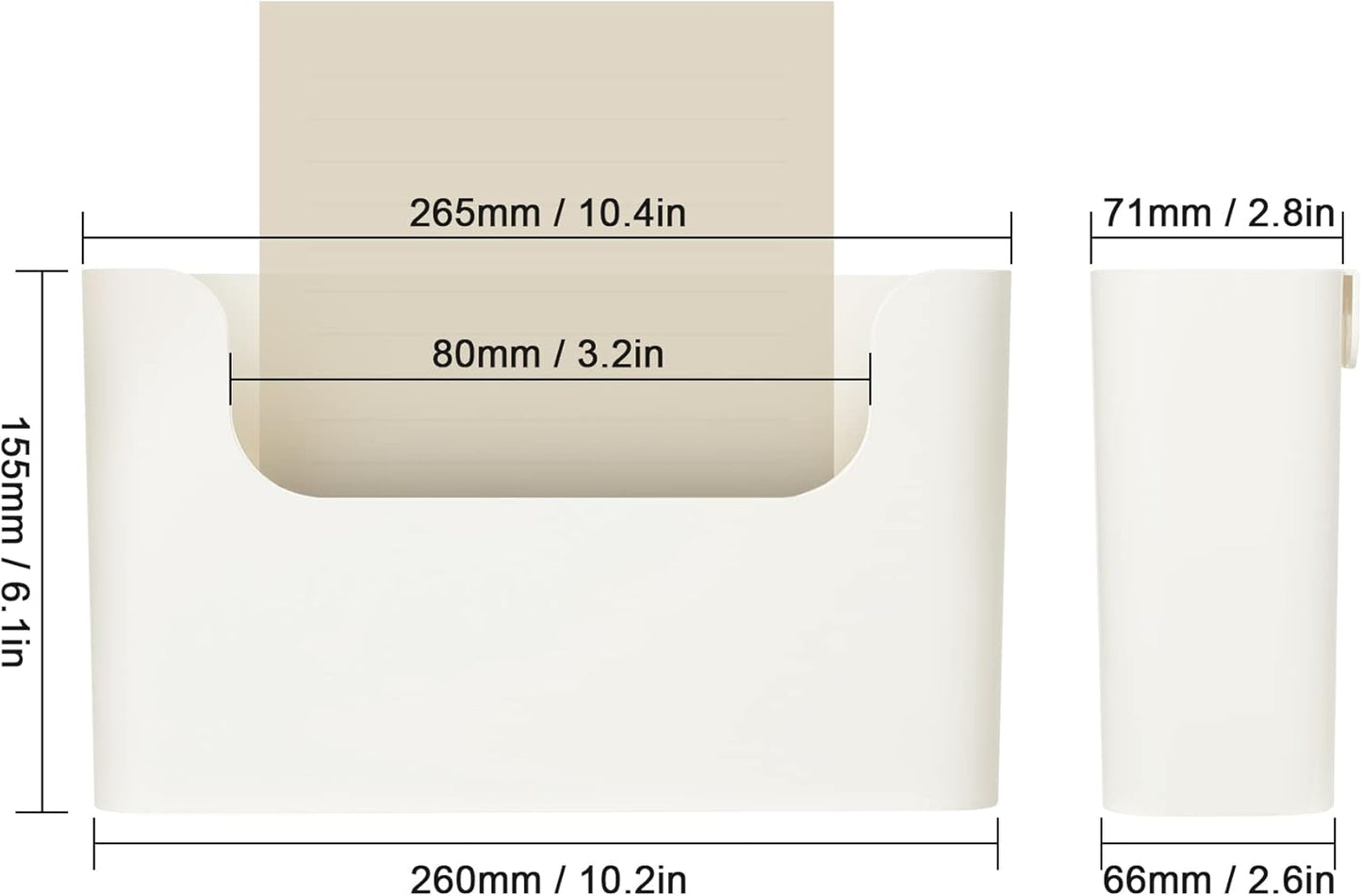 YOHOM No Drilling File Holder Wall Mails Magazines Organizer Adhesive Door Mount, Single Pocket(WHITE, 1 PCS)