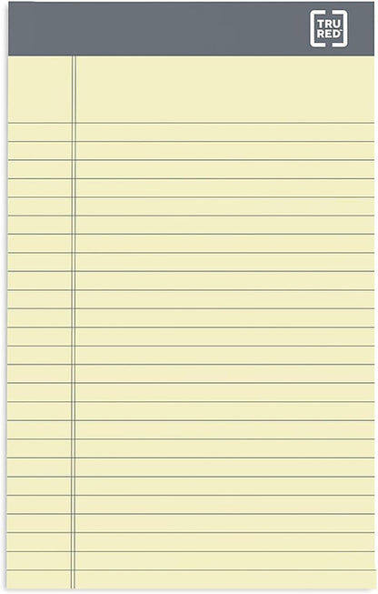 TRU RED Notepads, 5” x 8”, Narrow Ruled, Canary, 50 Sheets/Pad, 6‑Pack