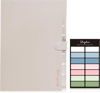 SKYDUE Expanding File Organizer with 8 Pockets, Accordion File Folders with Labels, Portable Document Paper Bill Receipt Organizer, Home College School Office Supplies, Letter Size, Blue