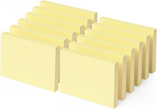 (24 Pads) Sticky Notes 3 x 3in,2400 pcs Yellow Self-Stick Notes,100 Sheets/Pad Post Pads,Clean Removal,Super Sticky Pads Easy to Post Recyclable for Office,Shool,Home,Notebook,Meeting